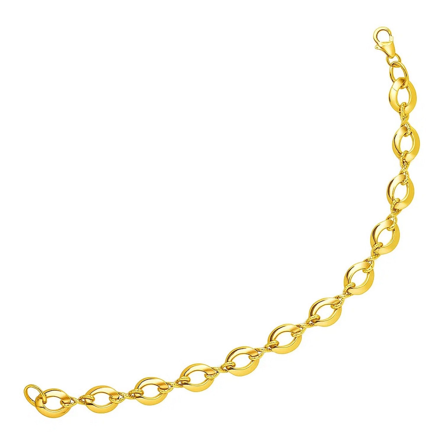 14k Yellow Gold Infinity Link Bracelet (8.00 mm) in a sleek high-contrast midnight luxury editorial style
